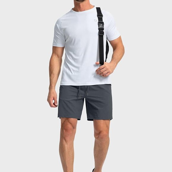 Men's Lightweight Quick Dry Athletic Shorts with Zipper Pockets, 7 Inch Inseam, - Picture 6 of 6